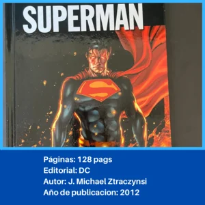 Foto que dice el numero de paginas, nombre y autor de Superman tierra uno, parte dos